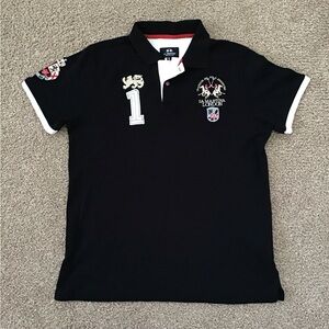 LA MARTINA Mens Graphic Polo Shirt Black London Size XLarge